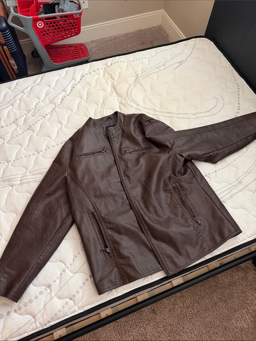 Kenneth Cole Brown Leather Bomber Jacket